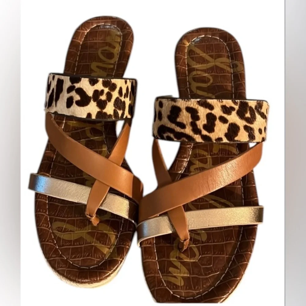 Sam Edelman Raleigh Espardrille cow fur leather Women’s 8.5 Jute wedge sandals